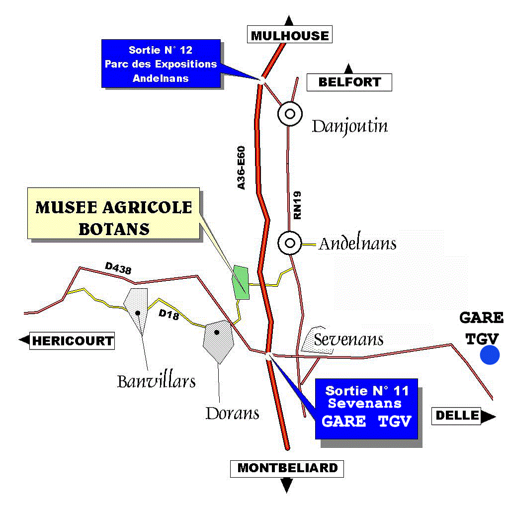 Plan d’accès au Musée Agricole de Botans